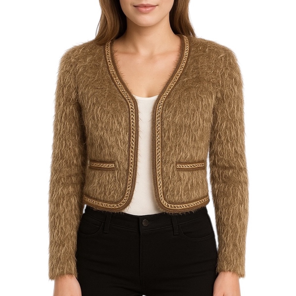 Bronze Brown Chain Detail Shag Jacket T1 XS $430